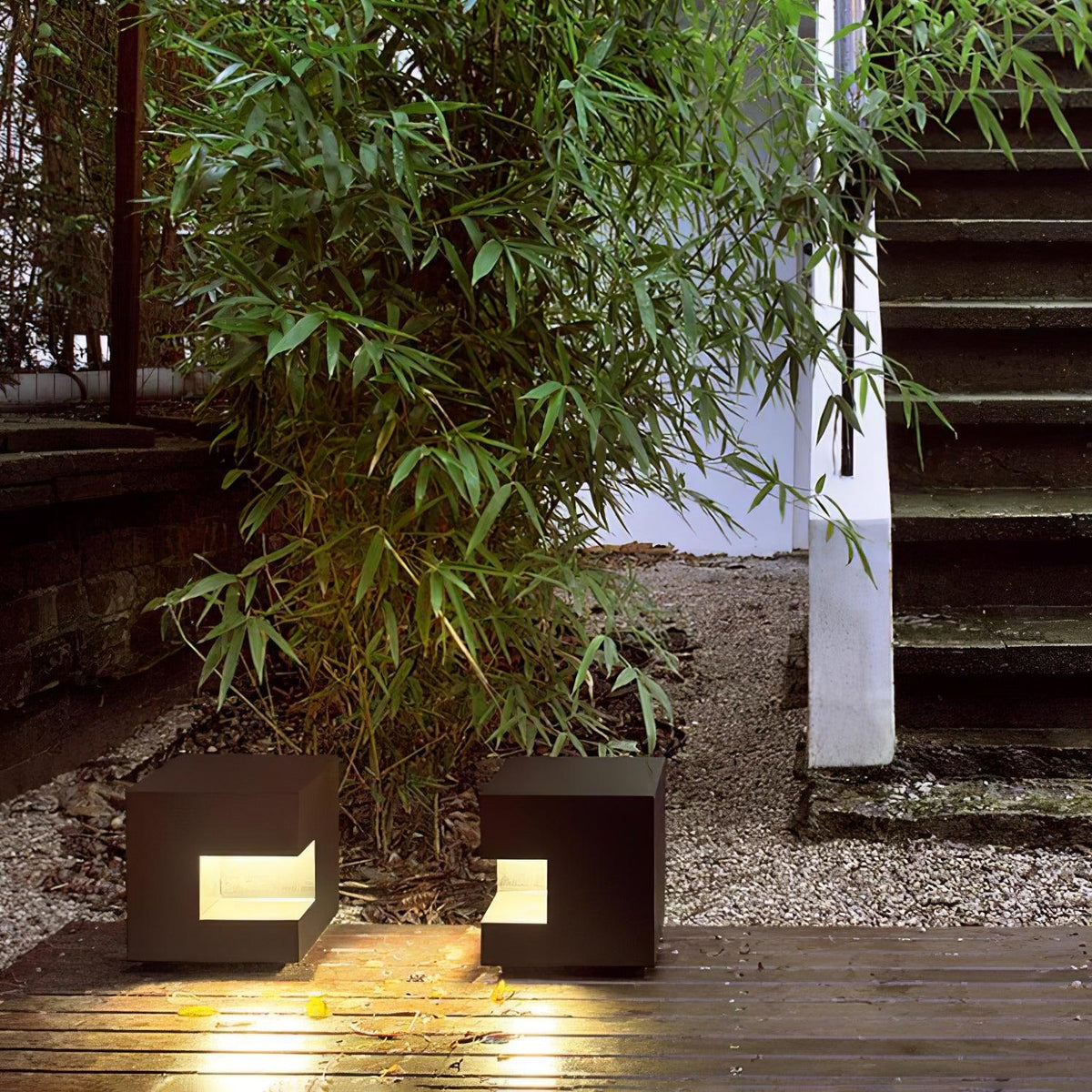 Modern Black Square Post Light – Solar Cube Light for Fence