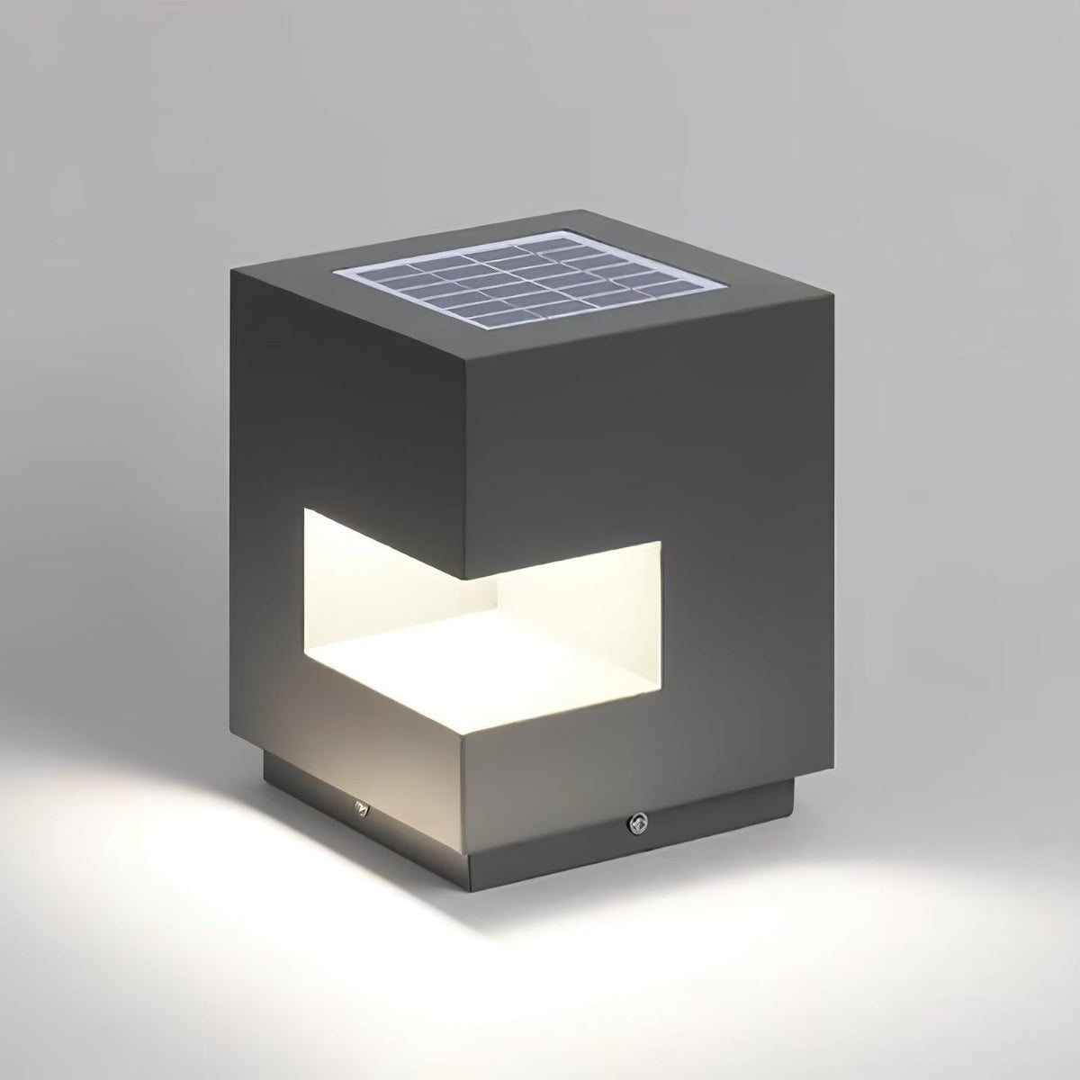 Modern Black Square Post Light – Solar Cube Light for Fence