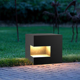 Modern Black Square Post Light – Solar Cube Light for Fence
