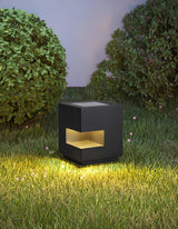 Modern Black Square Post Light – Solar Cube Light for Fence