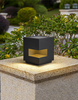 Modern Black Square Post Light – Solar Cube Light for Fence