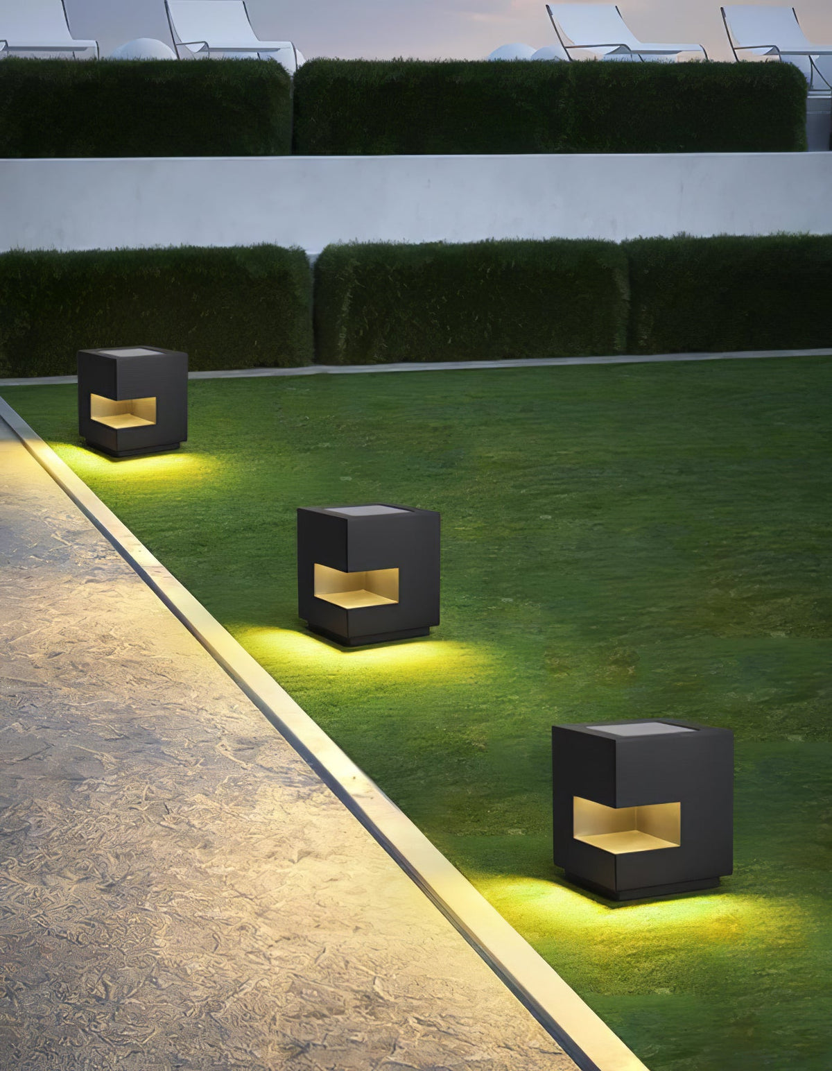 Modern Black Square Post Light – Solar Cube Light for Fence