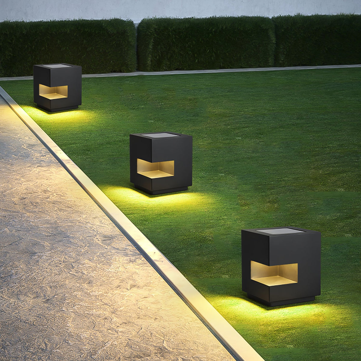Modern Black Square Post Light – Solar Cube Light for Fence