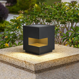Modern Black Square Post Light – Solar Cube Light for Fence