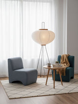 Japandi White Rice Paper Floor Lamp – Bamboo Rib