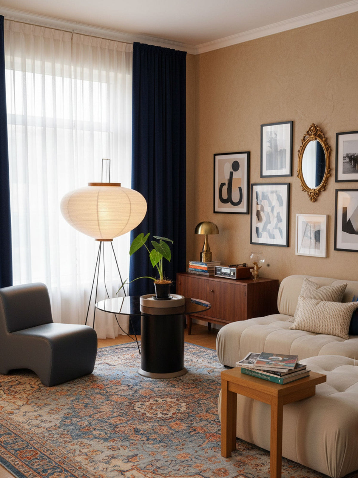 Japandi White Rice Paper Floor Lamp – Bamboo Rib