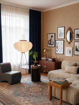Japandi White Rice Paper Floor Lamp – Bamboo Rib
