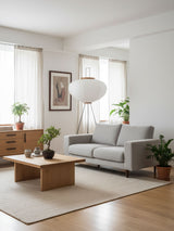 Japandi White Rice Paper Floor Lamp – Bamboo Rib