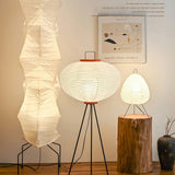 Japandi White Rice Paper Floor Lamp – Bamboo Rib