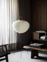 Japandi White Rice Paper Floor Lamp – Bamboo Rib