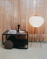 Japandi White Rice Paper Floor Lamp – Bamboo Rib