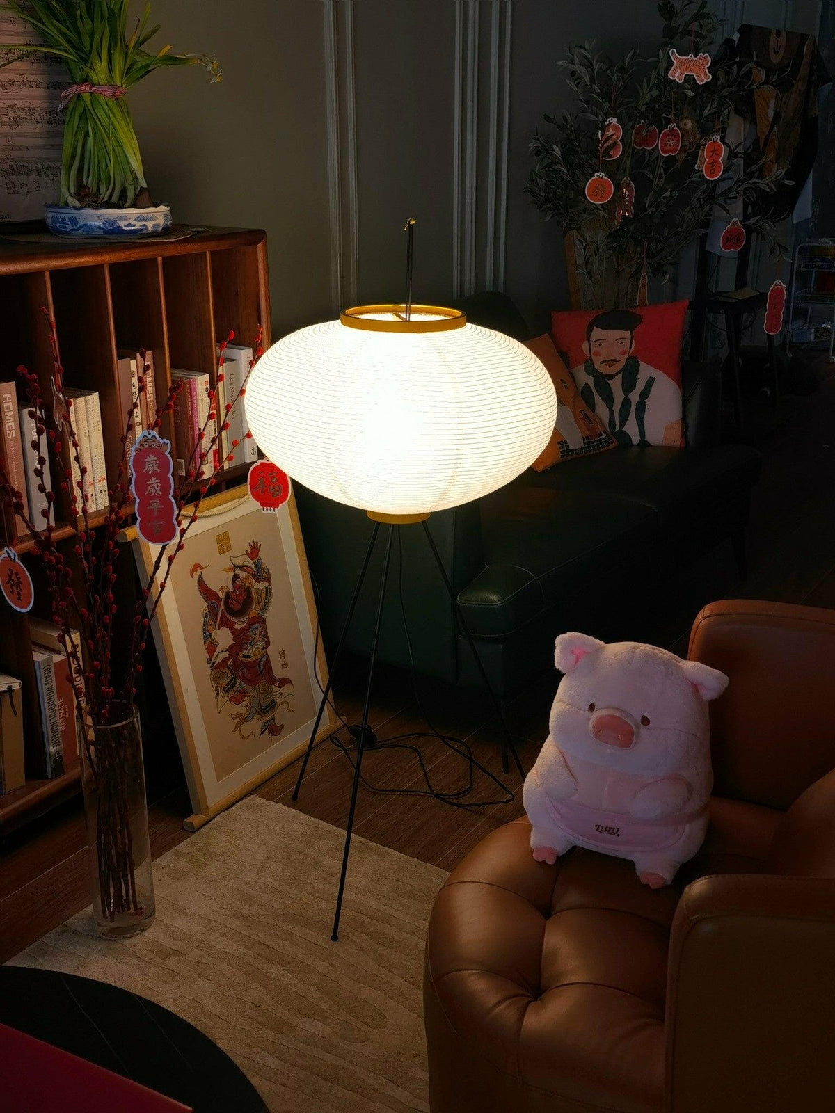 Japandi White Rice Paper Floor Lamp – Bamboo Rib