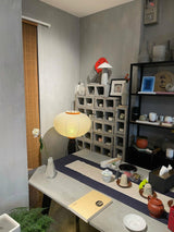 Japandi White Rice Paper Floor Lamp – Bamboo Rib