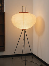 Japandi White Rice Paper Floor Lamp – Bamboo Rib