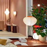 Japandi White Rice Paper Floor Lamp – Bamboo Rib