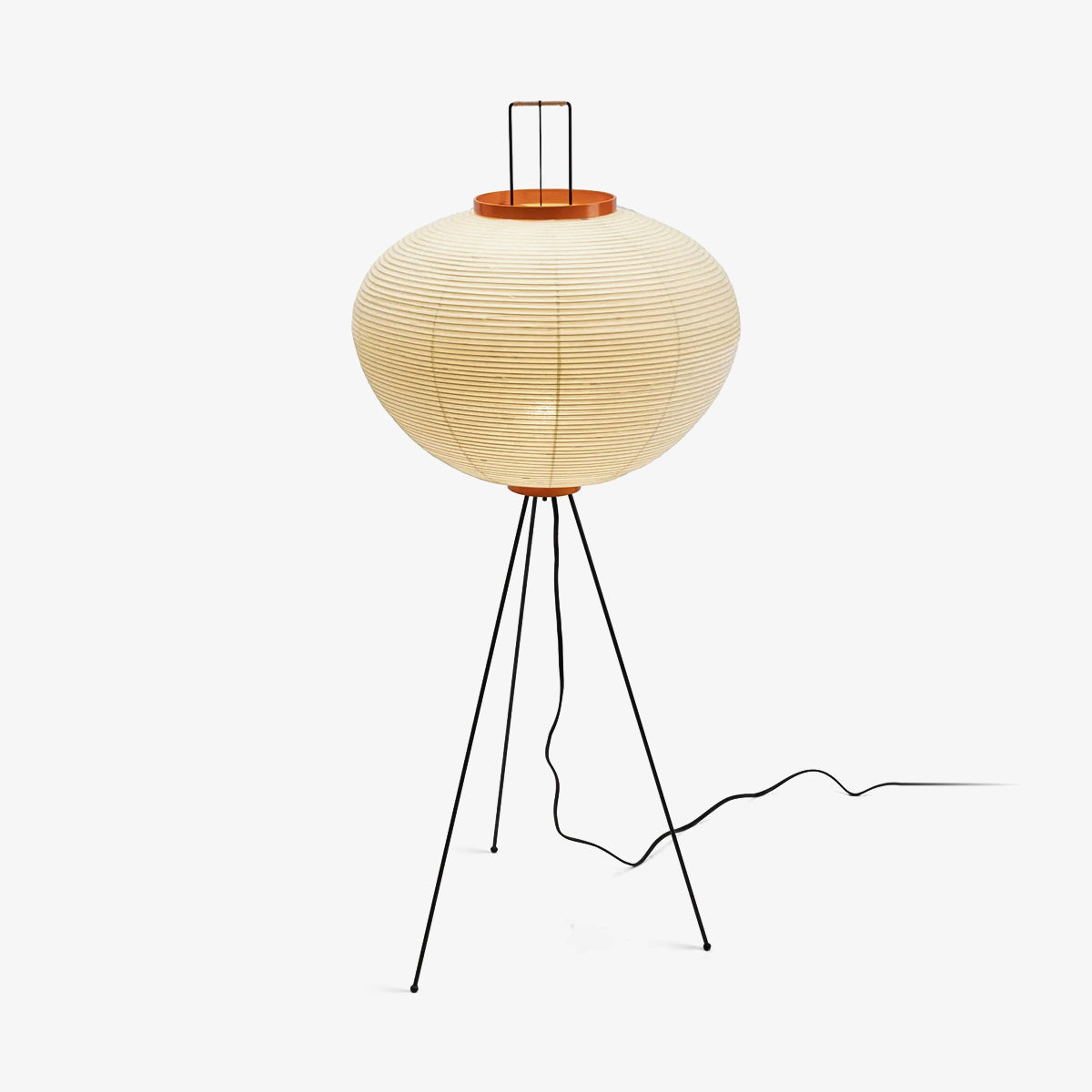 Japandi White Rice Paper Floor Lamp – Bamboo Rib