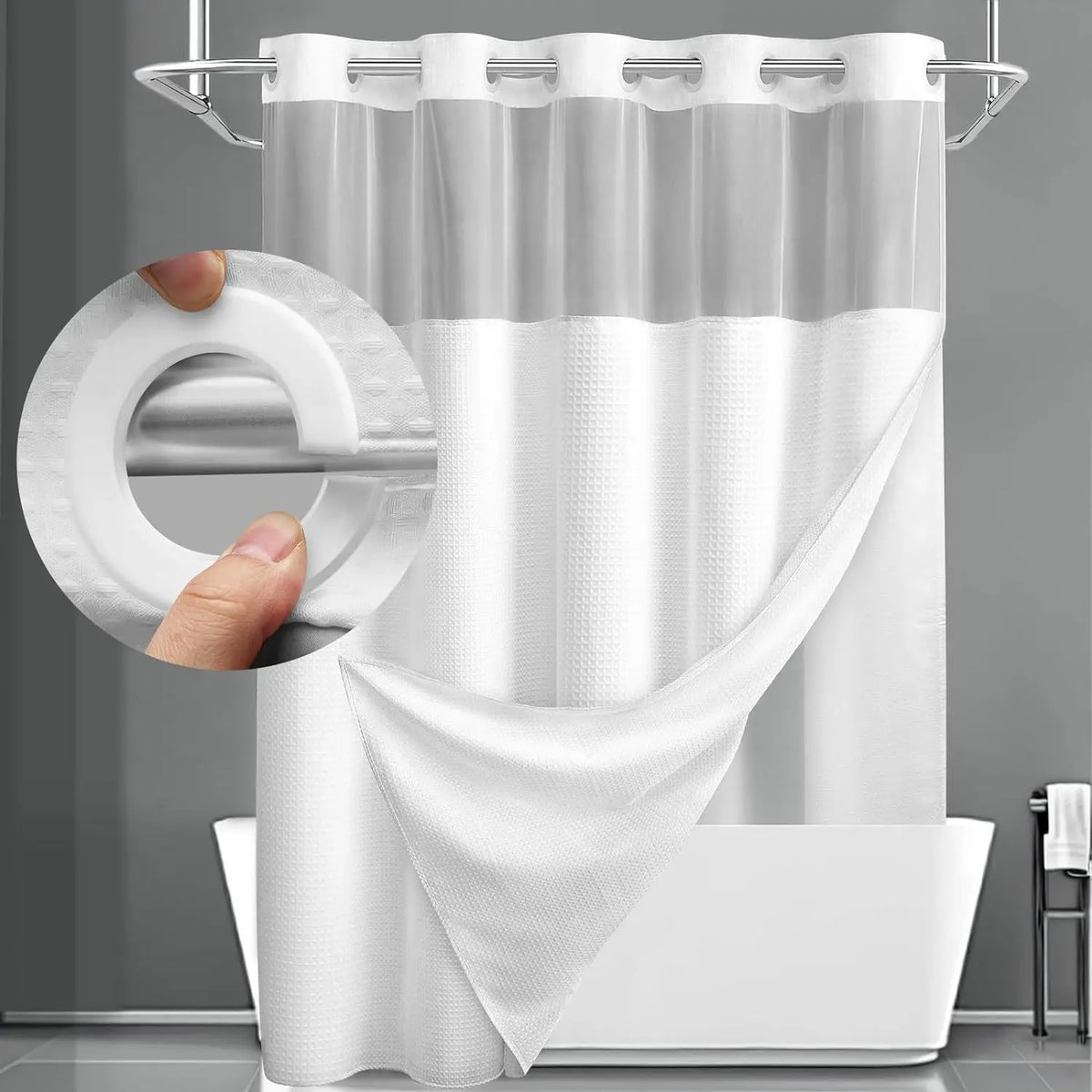 Fenoss® No Hook Shower Curtain