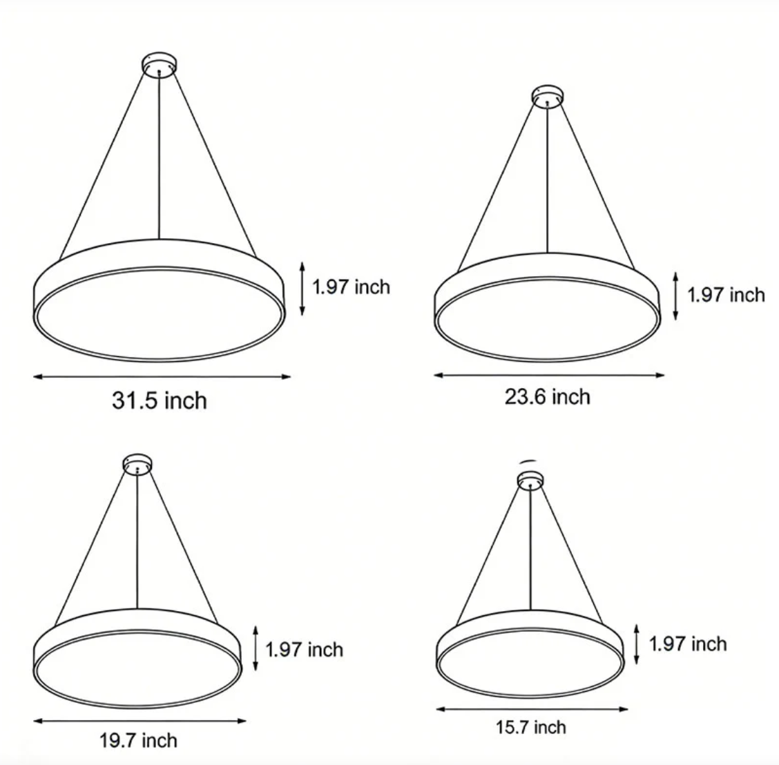Fenoss LED Ring Pendant Light Modern Hanging Dining Room and Office Chandelier