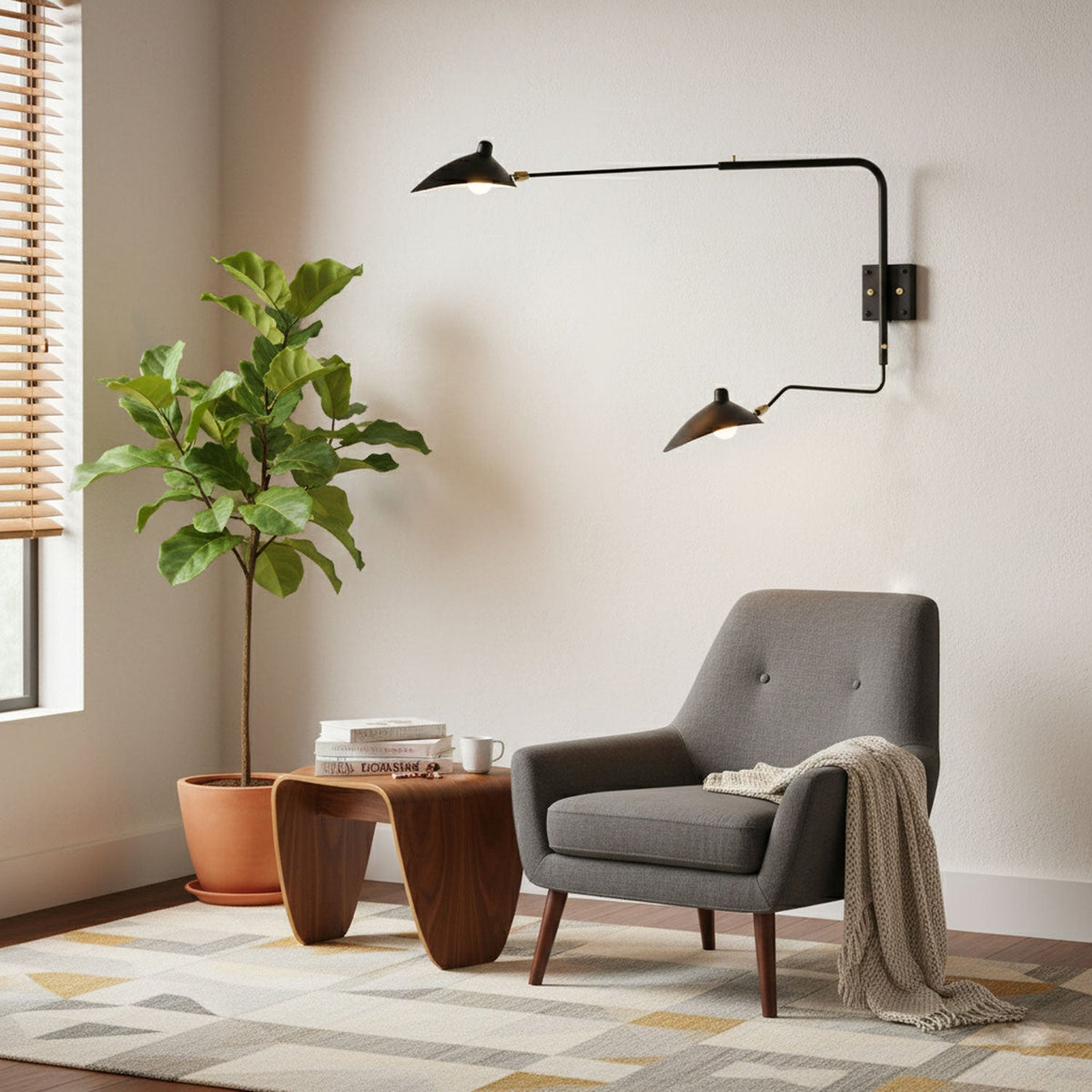 Mid-Century Metal Wall Sconce – Rotating Swing Arm