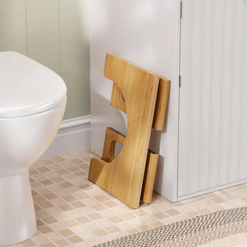 Fenoss® Foldable Bamboo Toilet Stool with Non Slip Base