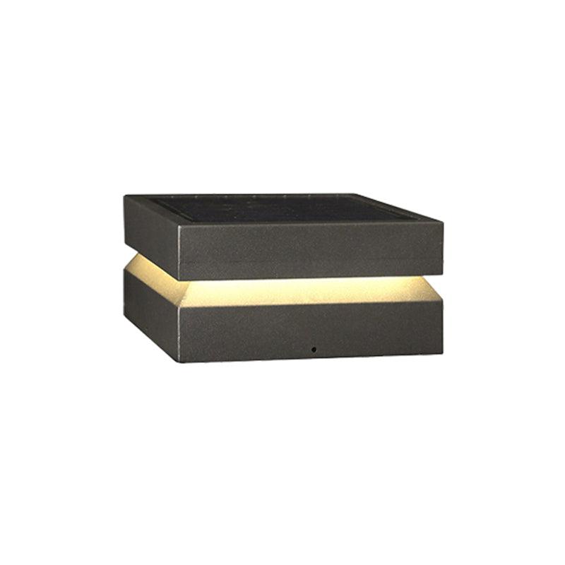 Modern Grey Square Post Light – Low Pillar Light for Gate