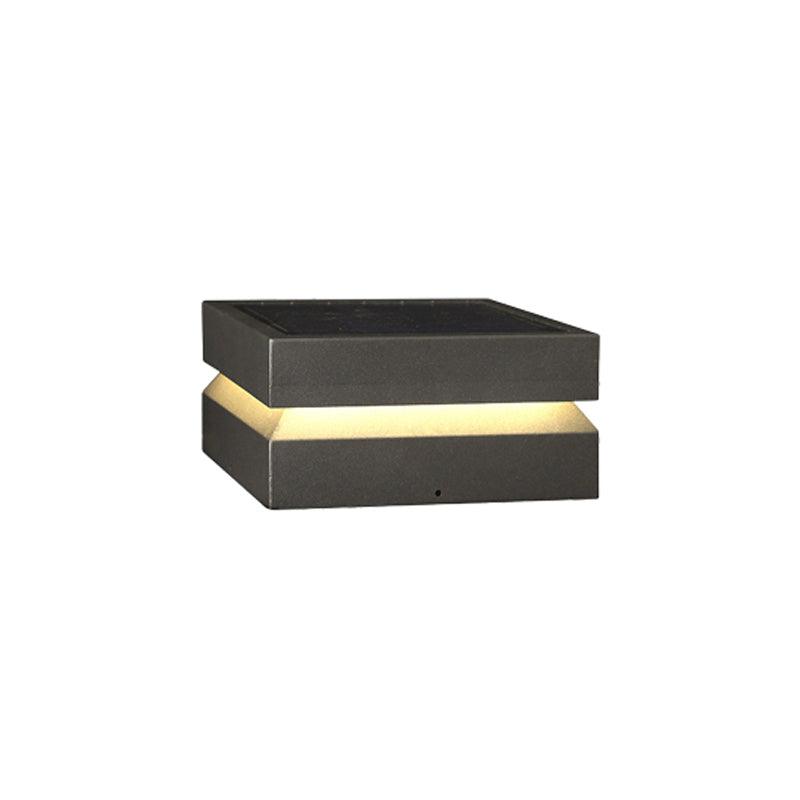 Modern Grey Square Post Light – Low Pillar Light for Gate