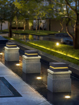 Modern Grey Square Post Light – Low Pillar Light for Gate