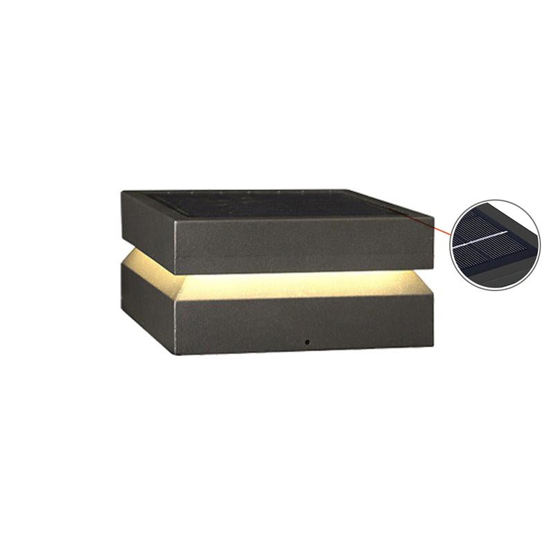 Modern Grey Square Post Light – Low Pillar Light for Gate