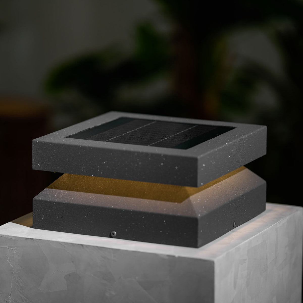 Modern Grey Square Post Light – Low Pillar Light for Gate