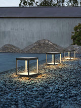 Modern Silver Frame Post Light – Pillar Light for Patio