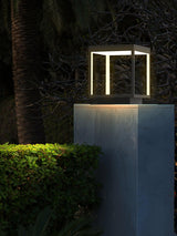 Modern Silver Frame Post Light – Pillar Light for Patio