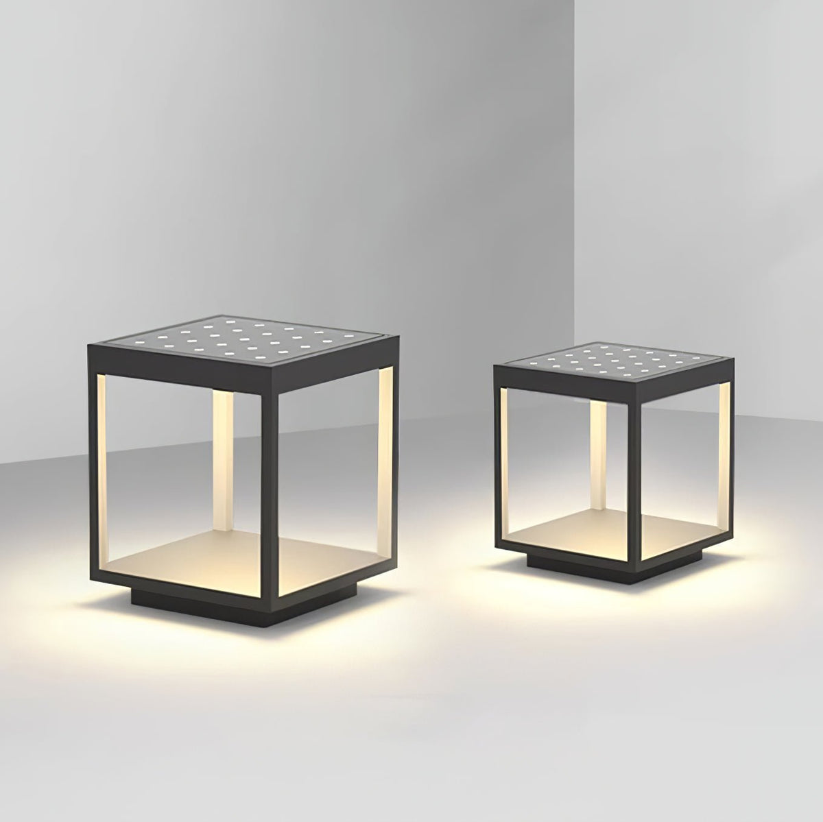 Modern Silver Frame Post Light – Pillar Light for Patio
