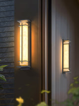 Modern Black Alabaster Wall Light – Tall Sconce for Porch