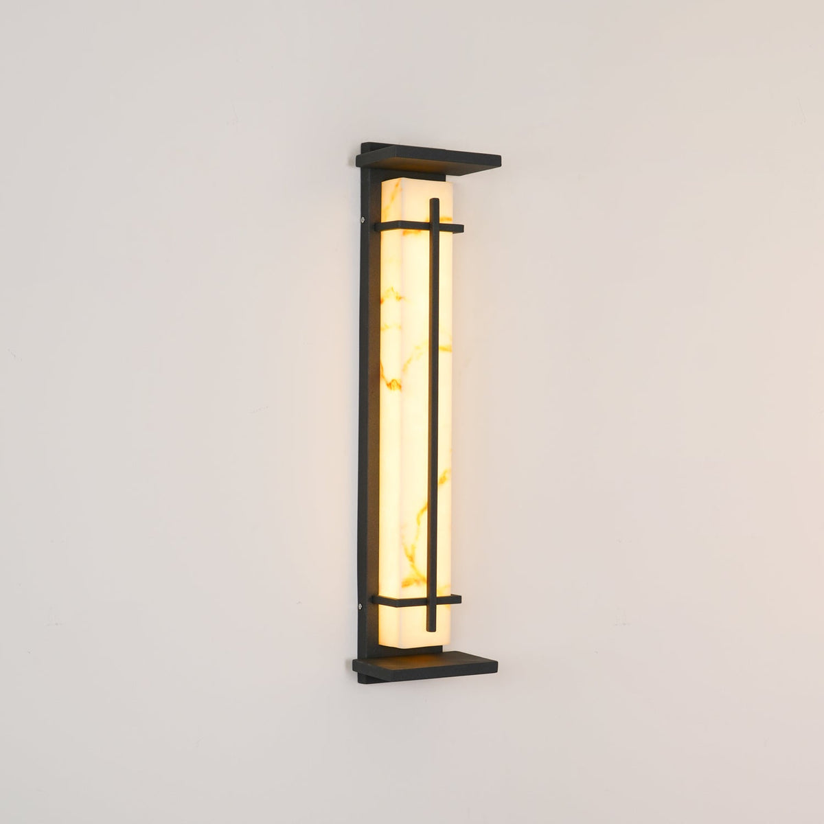 Modern Black Alabaster Wall Light – Tall Sconce for Porch