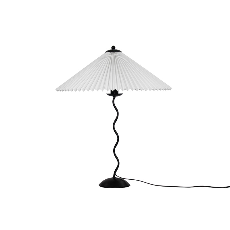 Modern Black Metal Table Lamp – Wavy Pleated Shade