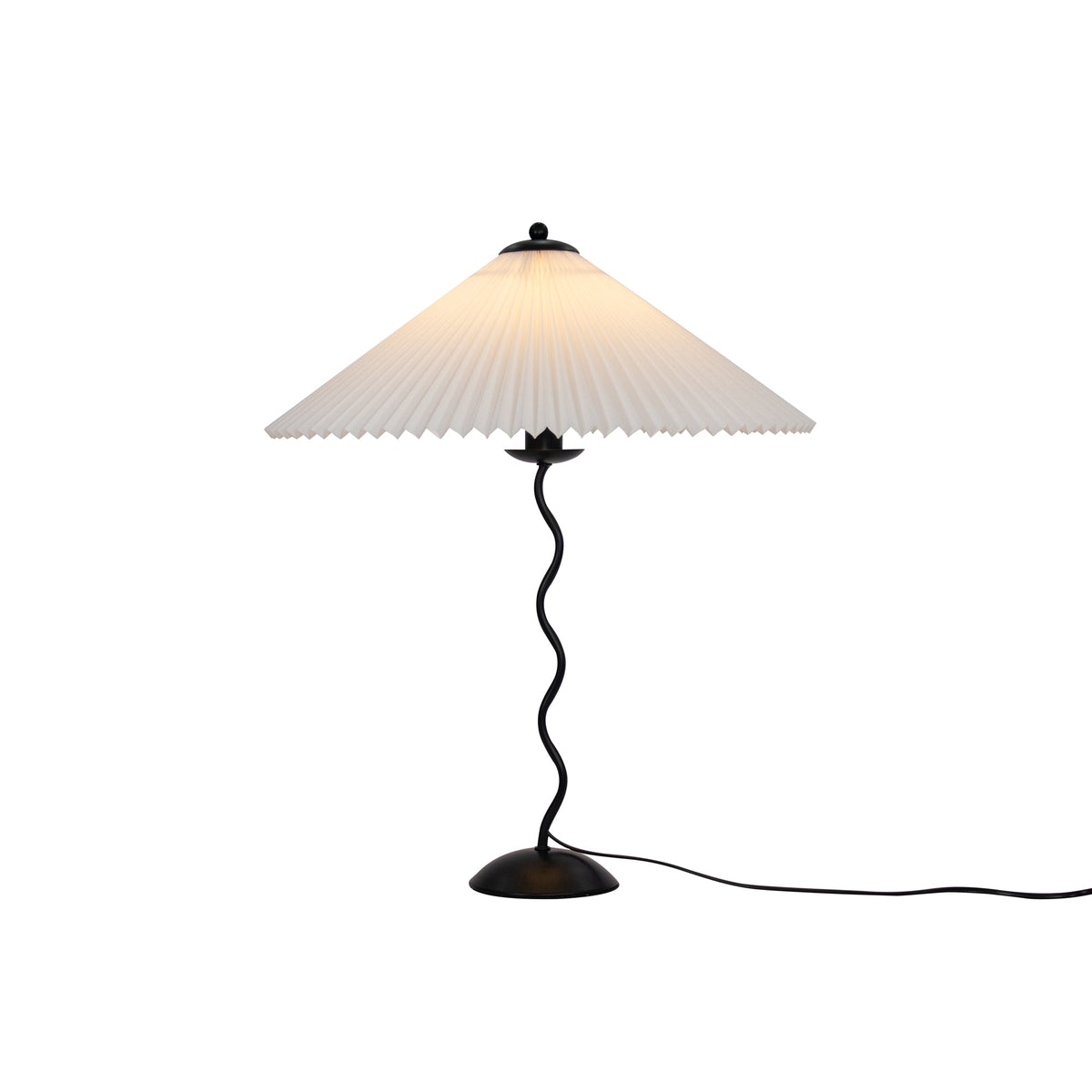 Modern Black Metal Table Lamp – Wavy Pleated Shade