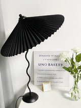 Modern Black Metal Table Lamp – Wavy Pleated Shade