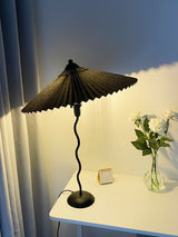 Modern Black Metal Table Lamp – Wavy Pleated Shade