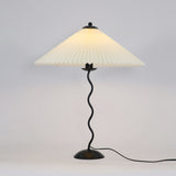 Modern Black Metal Table Lamp – Wavy Pleated Shade