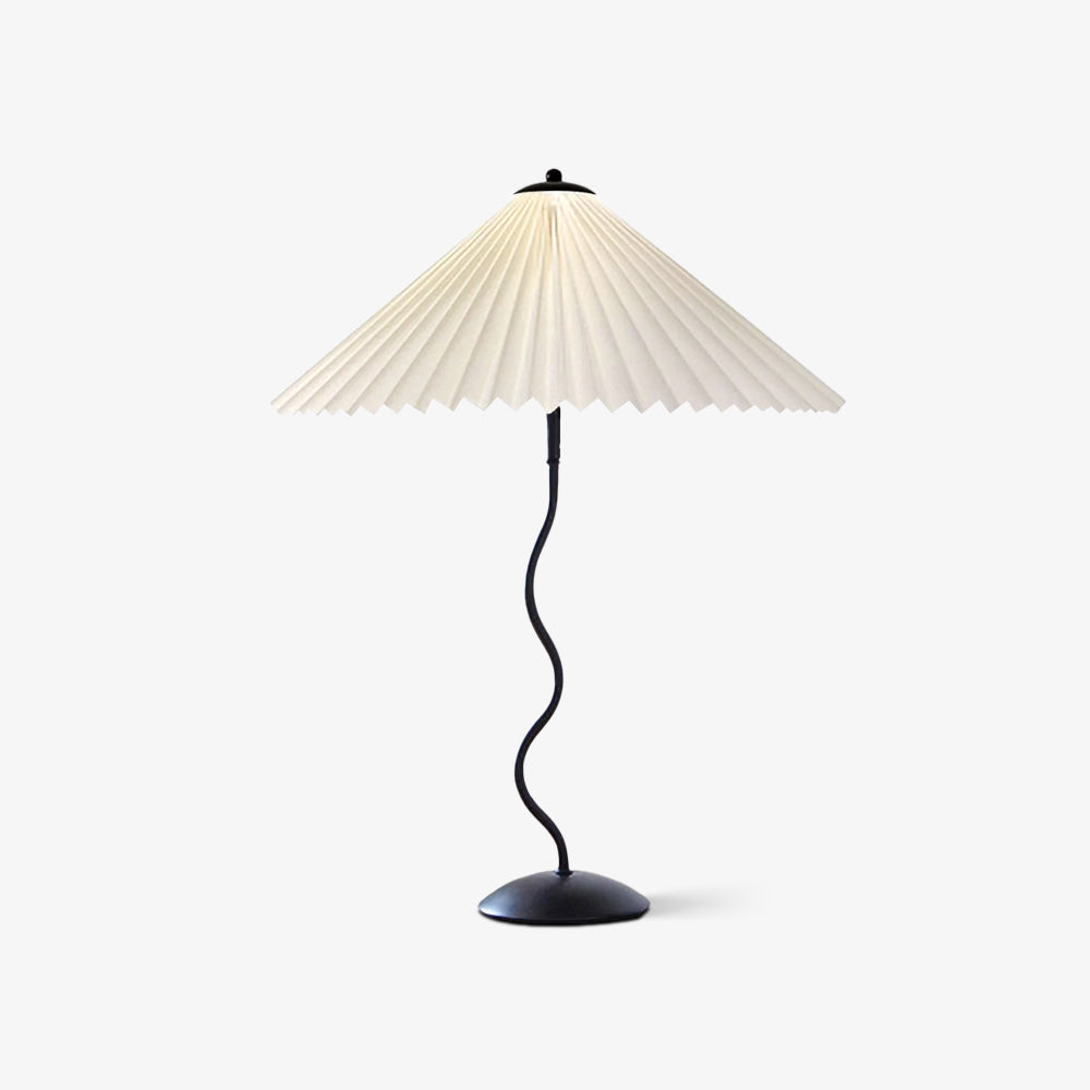 Modern Black Metal Table Lamp – Wavy Pleated Shade
