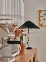 Modern Black Metal Table Lamp – Wavy Pleated Shade