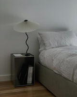 Modern Black Metal Table Lamp – Wavy Pleated Shade
