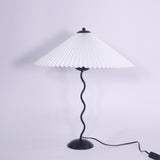 Modern Black Metal Table Lamp – Wavy Pleated Shade