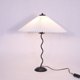 Modern Black Metal Table Lamp – Wavy Pleated Shade