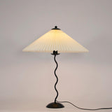 Modern Black Metal Table Lamp – Wavy Pleated Shade