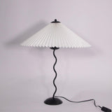 Modern Black Metal Table Lamp – Wavy Pleated Shade
