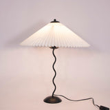 Modern Black Metal Table Lamp – Wavy Pleated Shade
