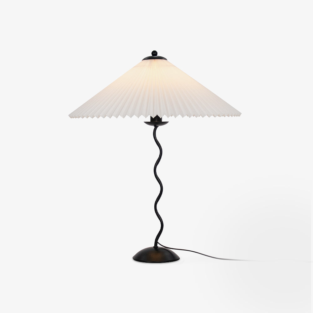 Modern Black Metal Table Lamp – Wavy Pleated Shade