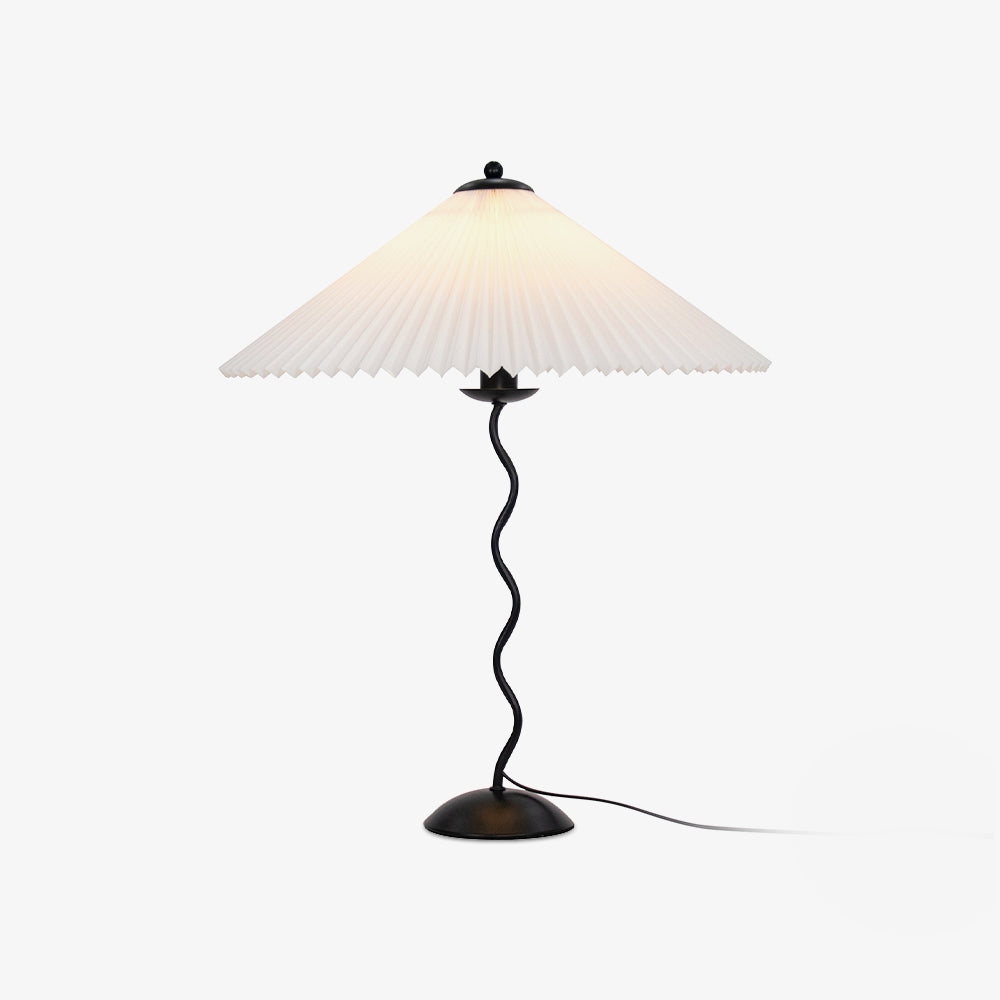 Modern Black Metal Table Lamp – Wavy Pleated Shade