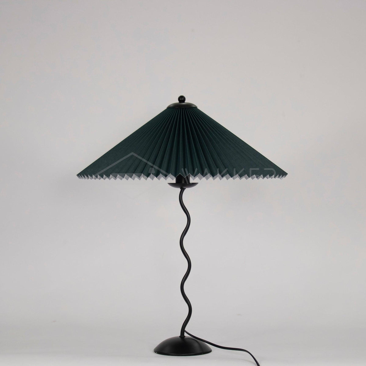 Modern Black Metal Table Lamp – Wavy Pleated Shade